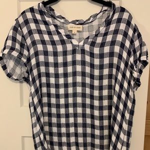 cloth & stone white/blue short sleeved top